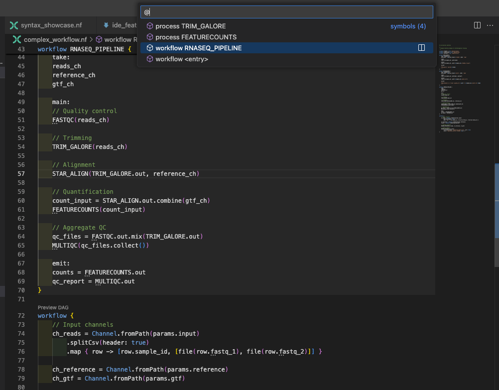 Navegación de símbolos