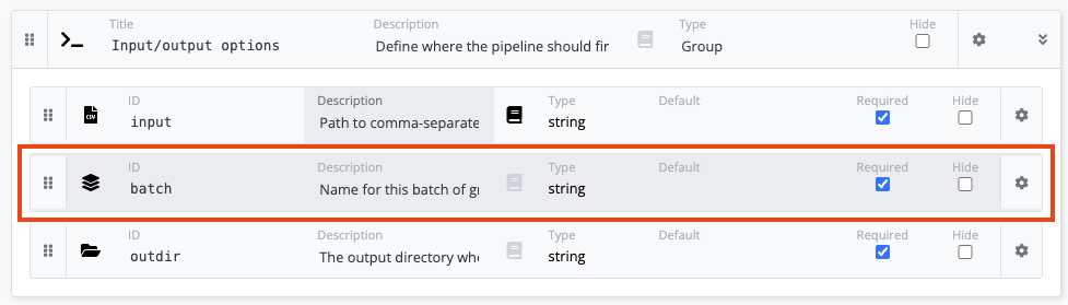 batch पैरामीटर जोड़ना