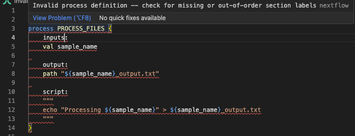 Geçersiz süreç mesajı